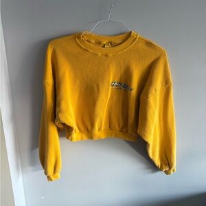 Vintage Hard Tops “Attitude” Made in USA Cropped Yellow Waffle Knit Sweater